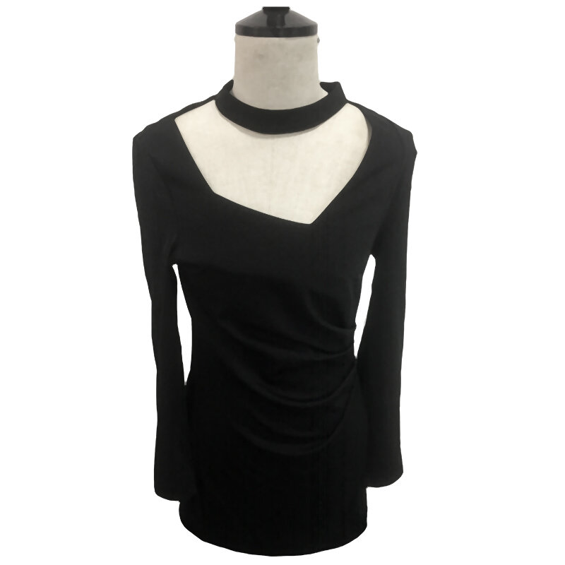 Новое Стильное модное маленькое черное платье Cody Lundin, мягкая уютная сексуальная дышащая женская короткая юбка с длинным рукавом и вырезами