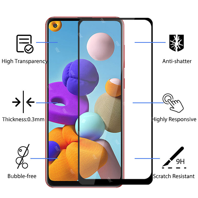 Защитное стекло для экрана и объектива камеры Samsung Galaxy A21s 2020, закаленное
