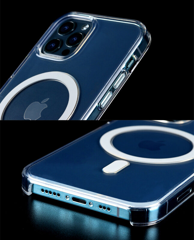 Оригинальный чехол Magsafing для Apple iPhone 13 12 Pro Max, прозрачный жесткий Магнитный чехол для телефона с анимацией, выдвижная прозрачная задняя крышк...