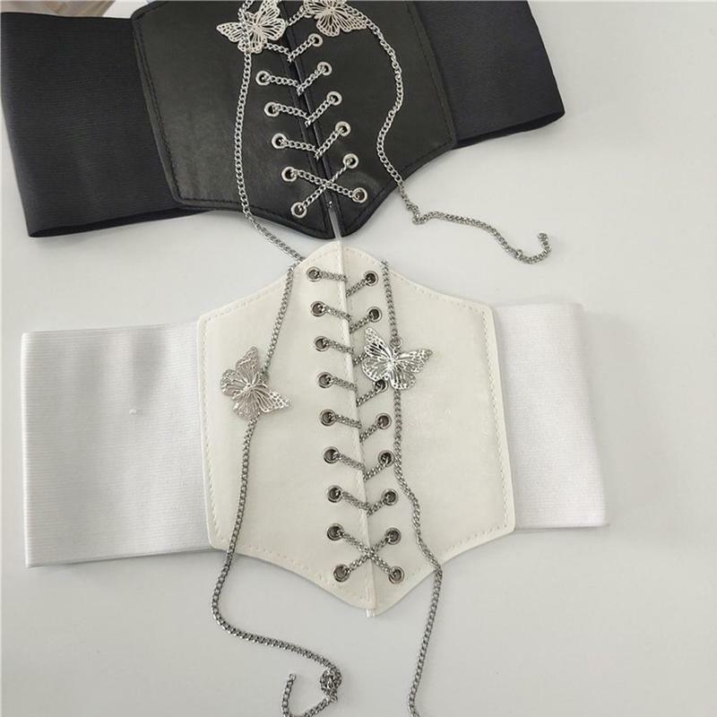 Women's Sexy Waist Band Belts Metal Chain Belt Elastic Slimming Waist Decorative Waist Seal Corset Adjustable Gir C1i4