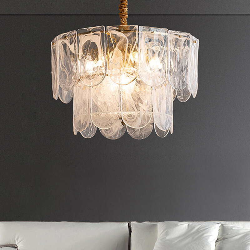 Retro crystal Chandelier Lamps Creative Designer Living Room  Bedroom Exhibition Hall Coffee Shop All-copperGlass Fixtures
