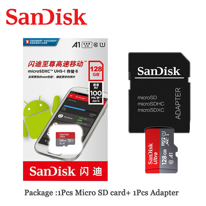 SanDisk-Cartão de memória, dispositivo de armazenamento flash para celular, 256GB 128GB 64GB 98MB/s, Micro sd card Class10 32GB 16GB