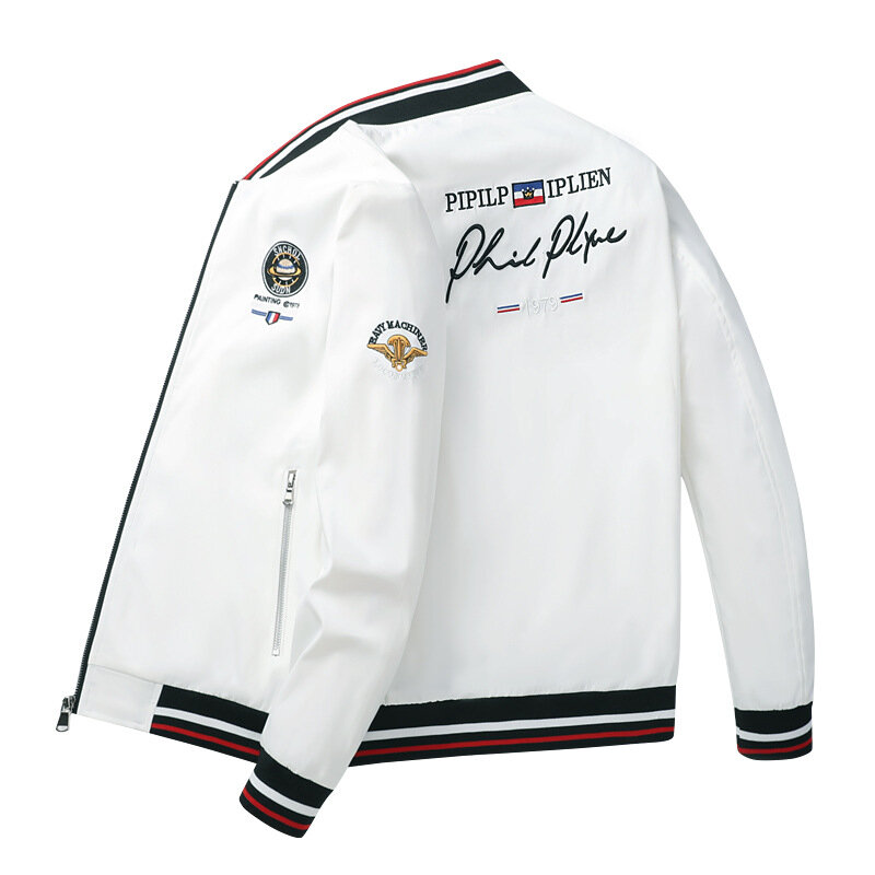 men's coat letter embroidery High street autumn brand jackets Men Fashion Hip hop motorcycle bomber baseball jacket male