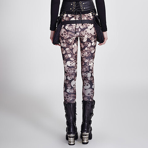 Autumn And Winter New Gothic Skull Print Plus Cotton Tights Yoga Fitness Pants Women Street Rock Fashion Pants