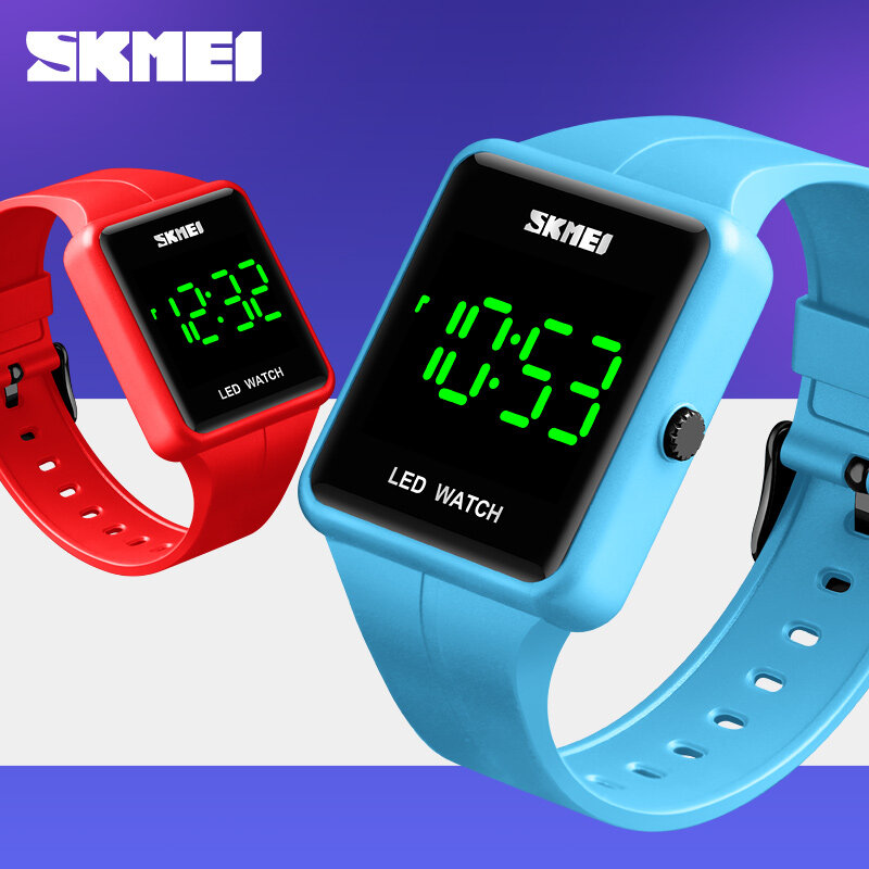 Skmei relógio digital led de silicone, relógio eletrônico esportivo para homens e mulheres, relógio masculino de esporte
