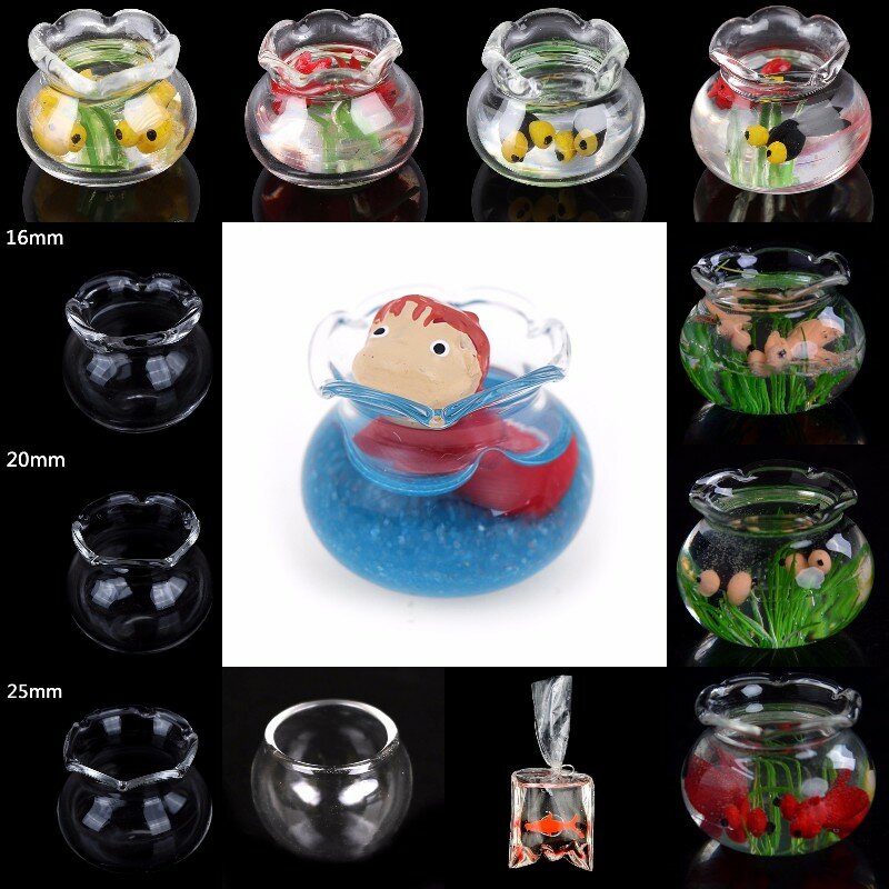 Szklane akwarium na ryby przezroczyste akwarium domek dla lalek ozdoby do domu dla dzieci zabawki lalki zabawki prezent udawaj zabawki 1:12 domek dla lalek miniatura