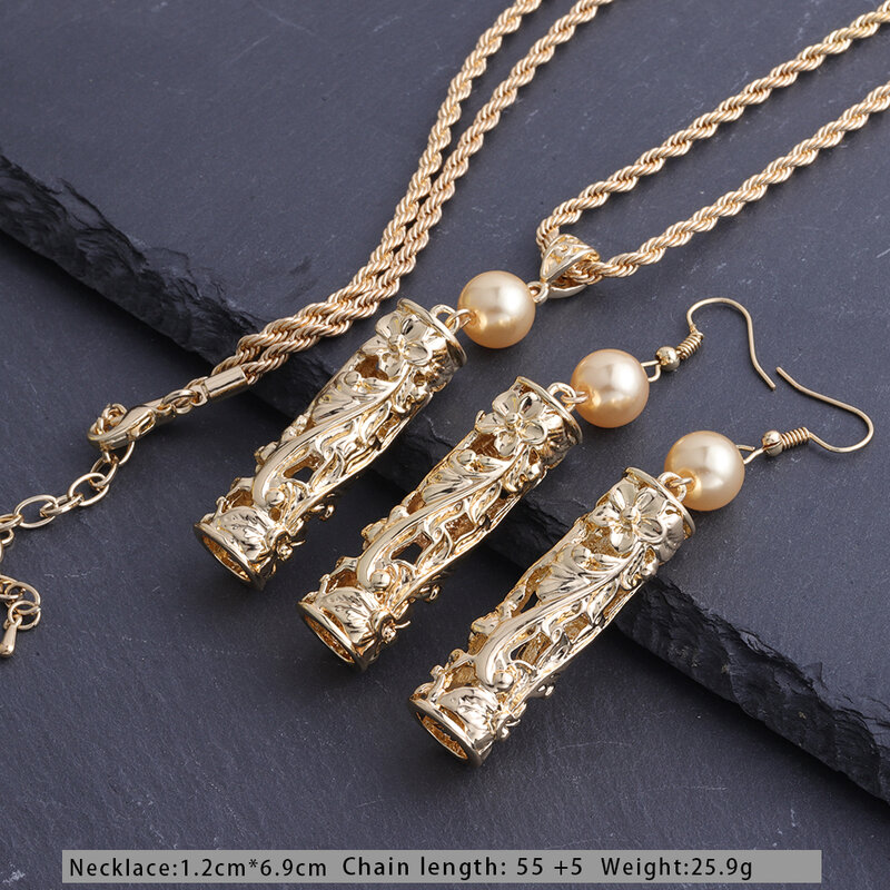 Cring Coco Neue Gold Schmuck Sets Hohl Plumeria Rubra Drop Ohrringe Halsketten Set Hawaiian Polynesian Halskette für Frauen 2021
