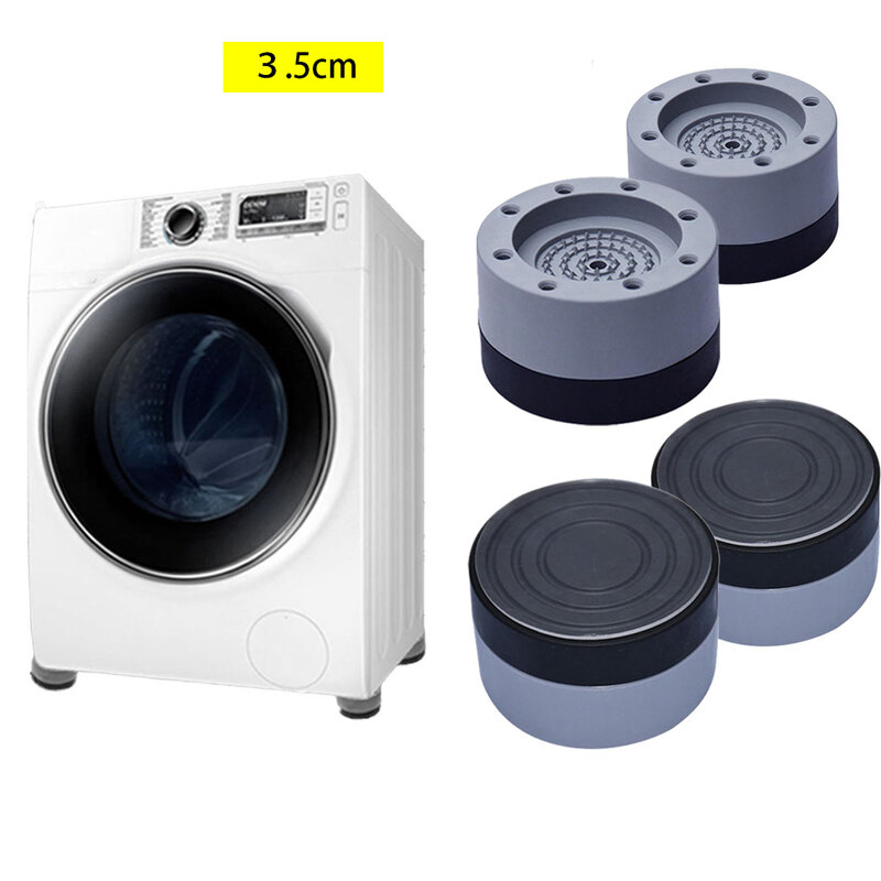 4pcs Washing Machine Mat Feet Durable Rubber Stackable Leg Stands for Washer Dryer Shock Absorbers Anti-Vibration Anti-Slip Pad