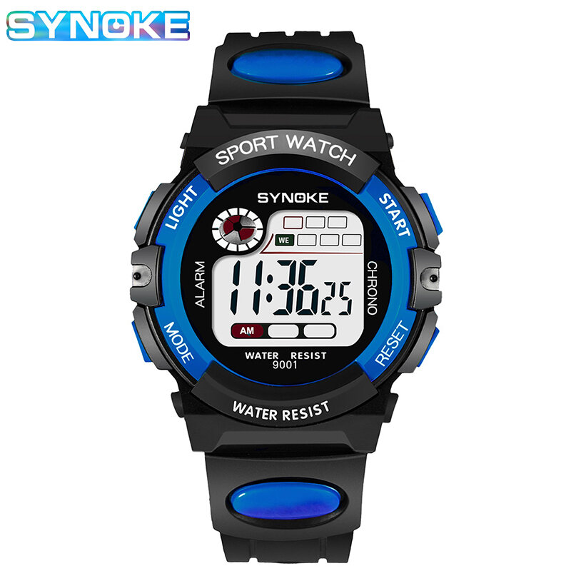 SYNOKE-relojes deportivos para niños, pulsera Digital con alarma LED, resistente al agua, electrónica, para estudiantes y niñas