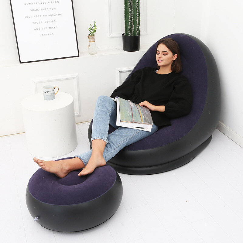Простой 2 комплекта ПВХ Портативный ленивый надувной диван открытый офисный обеденный перерыв диван с зарядным насосом