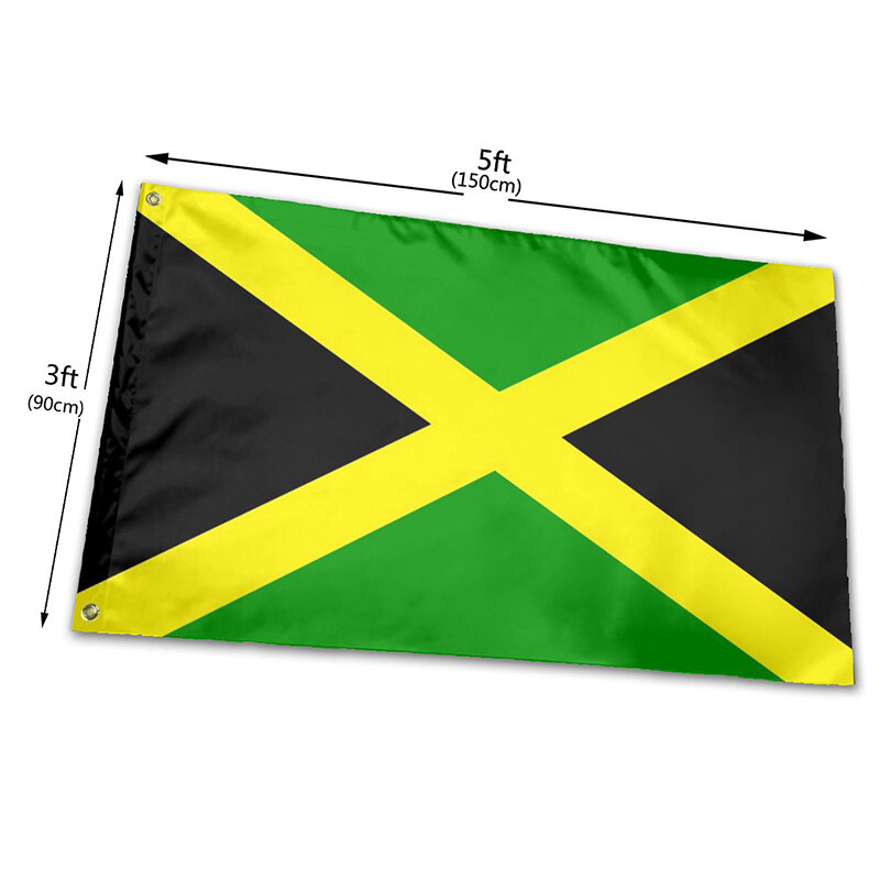 90x150cm Jamaica 국기 거는 깃발 폴리 에스터 Jamaica 깃발 옥외 실내 큰 깃발