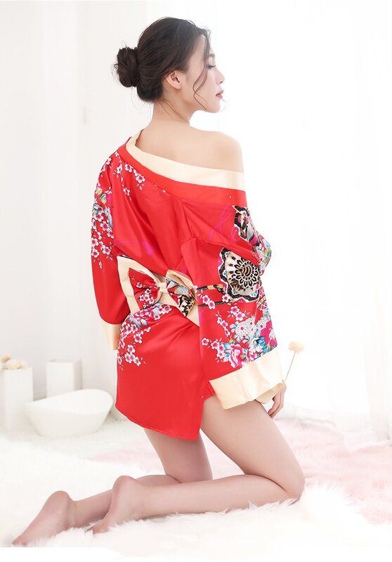 Kimono Nhật Bản Gợi Cảm Hoa Anh Đào Kimono Sexy Kimono Cám Dỗ Pyjama Váy Phù Hợp Với Quần Lót Nữ