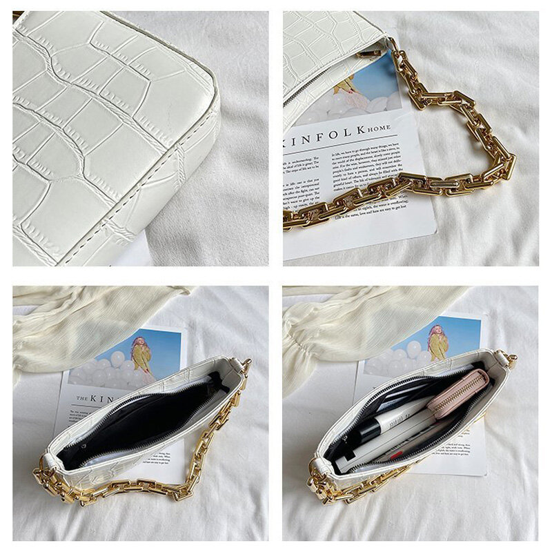 Bolsos De cuero sintético con patrón de piedra para mujer, cartera de mano femenina de alta calidad, con cadena de Color sólido, bolso de viaje a la moda, 2021