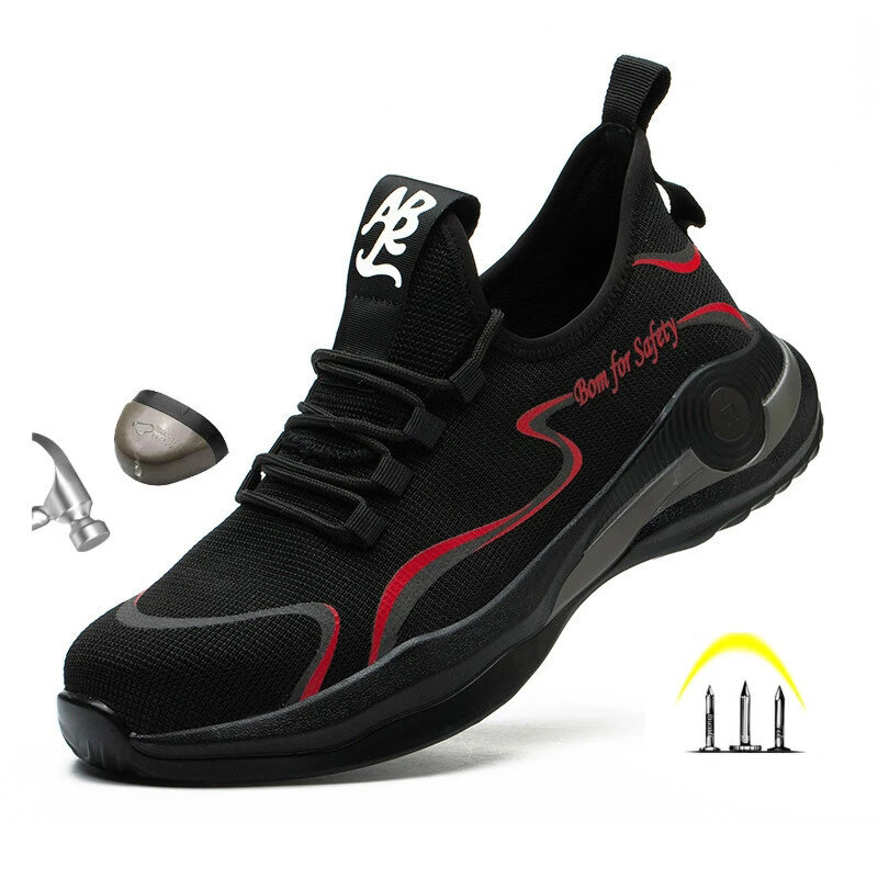 Zapatos de trabajo ligeros para hombre, zapatillas de seguridad a prueba de perforaciones, botas de trabajo indestructibles para construcción, 2021