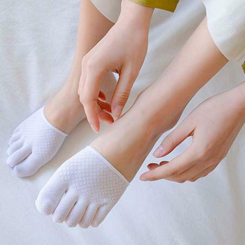Носки женские полупальцевые с пятью пальцами в стиле Харадзюку, невидимые тонкие на высоком каблуке, женские противоскользящие подкладочн...