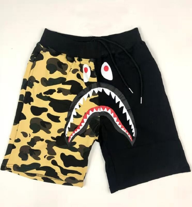 2021 verão nova praia calças dos homens japonês maré marca shorts camuflagem tubarão boca imprimir calças casuais