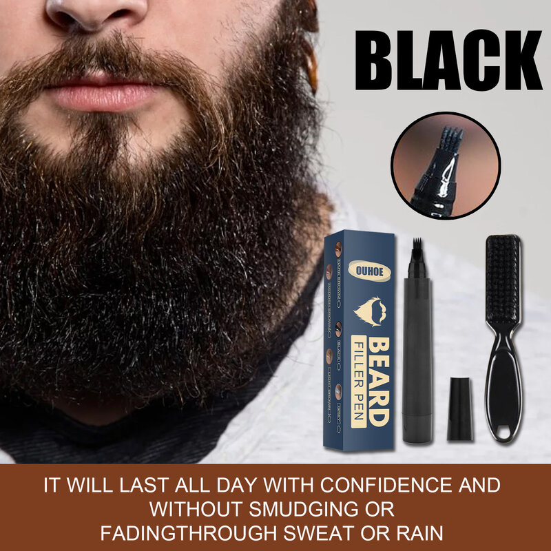 Stylo de remplissage de barbe, Kit de crayon de barbier avec brosse pour Salon de coiffure, outil de coiffure pour le visage, réparation de moustache masculine