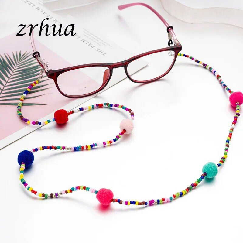 Fashion Acrylic Bead Crystal Glasses Neck Strap Chain string for Eyeglasses Black Beads Necklace Sunglasses Cord Rope Lanyard