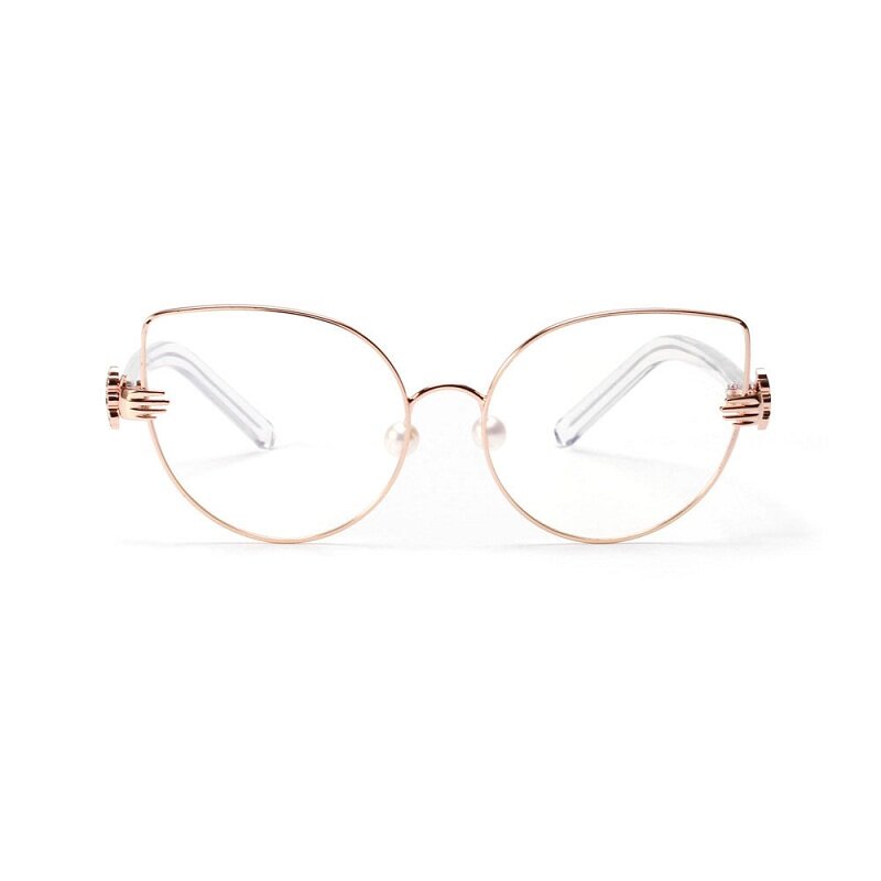 Lonsy新猫目金属女性眼鏡眼鏡フレームファッションブランドコンピュータ光学ガラスフレームブルーレンズレトロサングラス