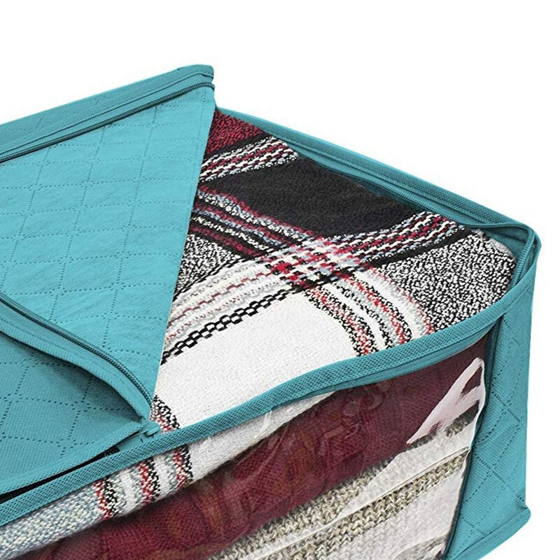 Folding Storage Box Fashion Clothes Collecting Case Non Woven Fabric With Zipper Moisture-proof  Quilt Storage Box