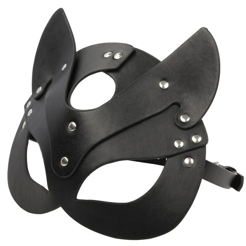 Máscara de cabeça de fetiche pornô chicote colar bdsm bondage restrições couro do plutônio gato halloween máscara roleplay brinquedos sexuais para cosplay feminino prop