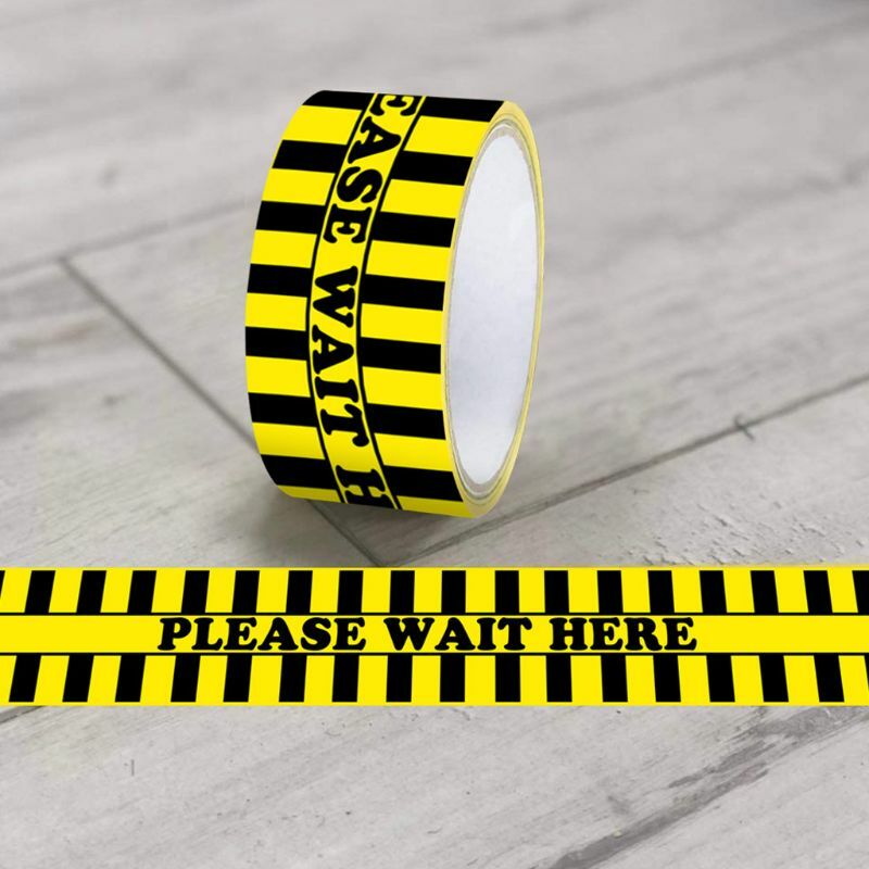 1 rollo, espera aquí, cinta de advertencia para el suelo, cinta de señalización Social, amarilla