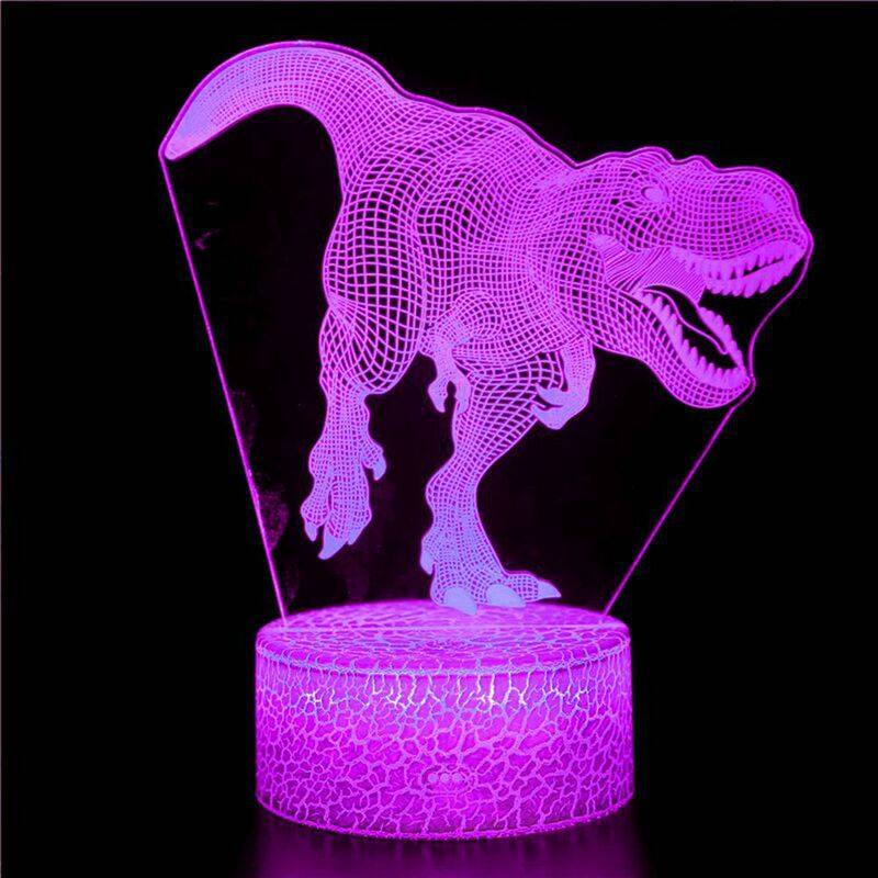 3D Cool Boy Fashion Persoonlijkheid Ontwerp Speelgoed Voor Dinosaurus Nachtlampje, 16-Kleur Afstandsbediening Nachtlampje Illusion Speelgoed Gift