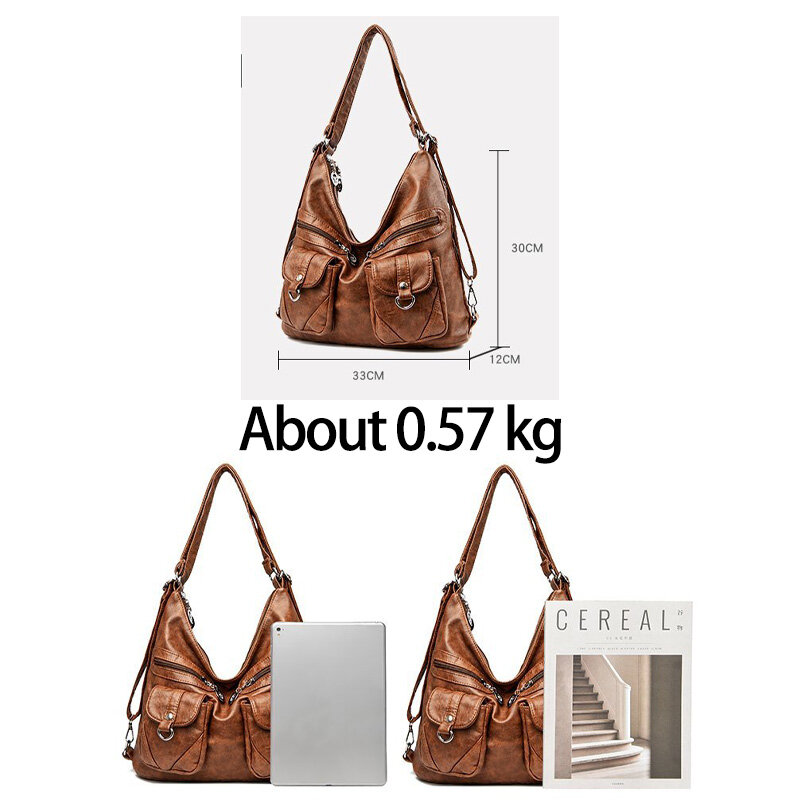 Fashion Designer Vintage Leather Shoulder Bags for Women 2021 Large Capacity Female Handbag Crossbody Bags Lady Tote Purse