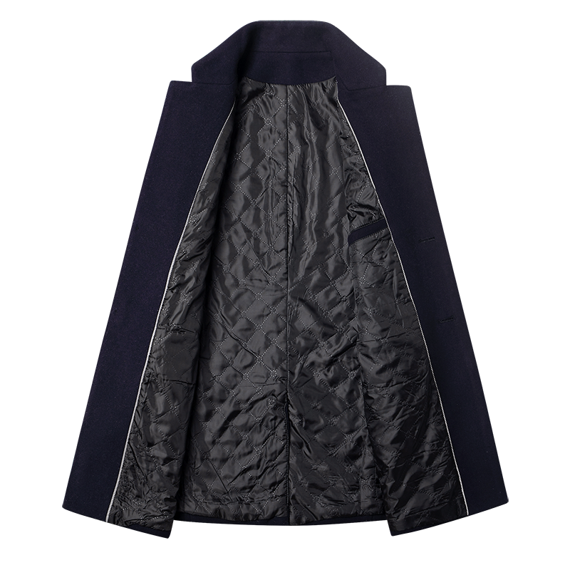 Мужское осенне-зимнее пальто, новинка 2021, шерстяное пальто с отделкой, Мужская шерстяная ветровка средней длины