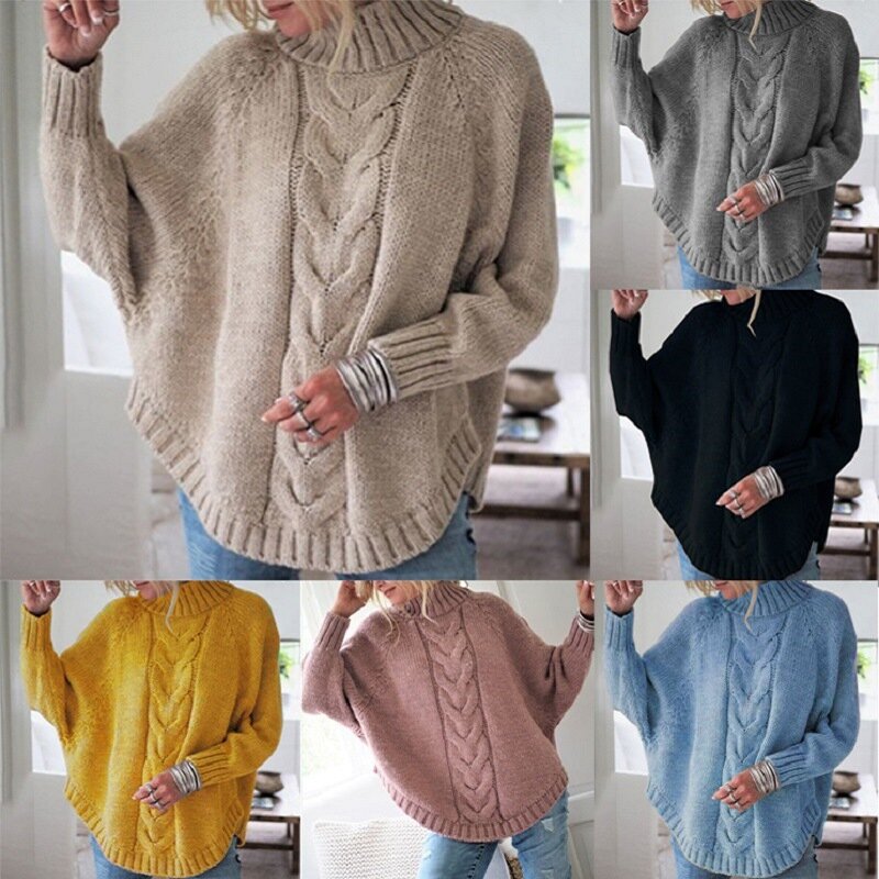 Women's Sweater Pull Femme Elegant Half Turtleneck Knitted Solid Color Twist Pullovers Basic Jerseys Top Female