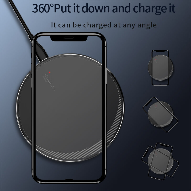 Chargeur sans fil KUULAA Qi pour iPhone 13 12 11 Pro 8 X XR XSMax 10W Charge rapide sans fil pour Samsung S10 S9 S8 Chargeur USB Charge sans fil Charge magnétique chargeur telephone portable chargeur iphone rapide
