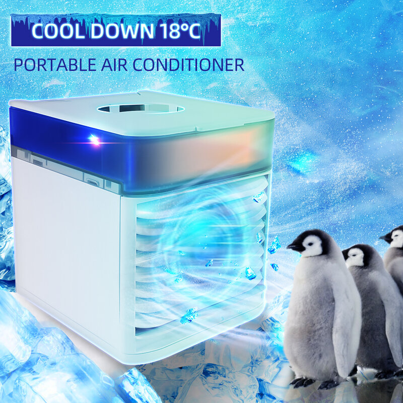 Condicionador de ar portátil doméstico multifuncional umidificador purificador usb desktop ventilador ar condicionado com uv lâmpada germicida