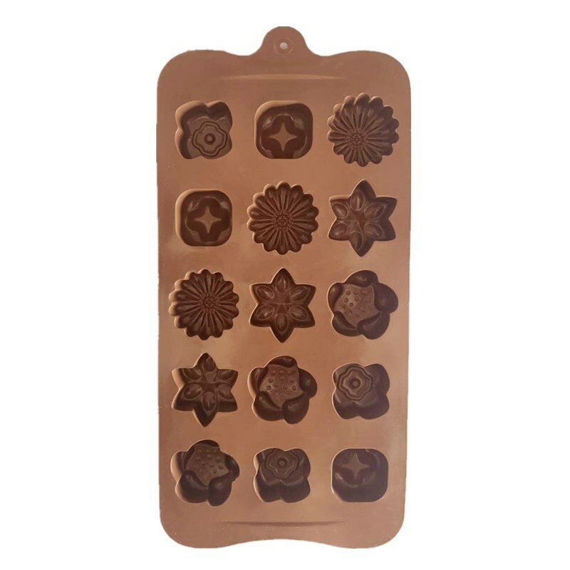 HEARTMOVE-Molde de silicona con forma de flor para hornear, herramientas para pastel de Chocolate con 15 agujeros, para dulces, Cupcake, Topper, 9009