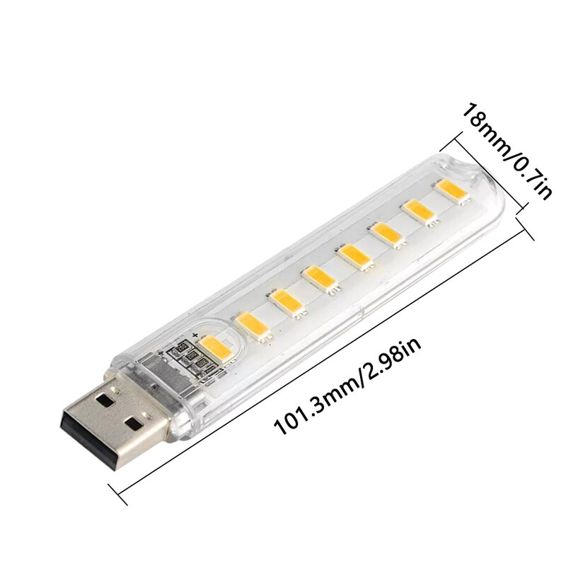 8ลูกปัดโคมไฟ Mini USB Night Light แบบพกพา Light 3000K 7000K โปร่งใส USB ความสว่างคอมพิวเตอร์แล็ปท็อป charger