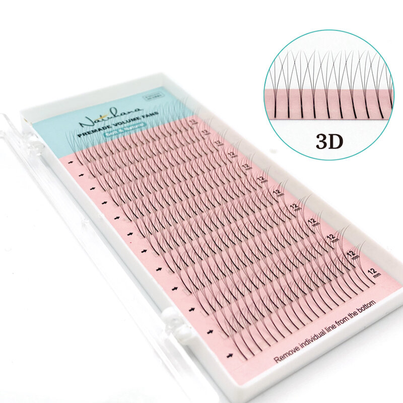 NATUHANA 2D/3D/4D/5D/6D Long Stem Premade Volume Fans Eyelash Extensions Handmade Synthetic Mink False Lashes Premade Fans