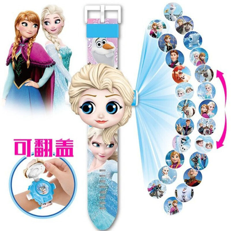 Frozen 2 Reloj De Proyeccion 3d Para Ninos Peliculas De Disney Figura De Anime De Cumpleanos Relojes De Dibujos Animados Con Tapa Regalo Para Nina Accion Y Figuras De Juguete 1