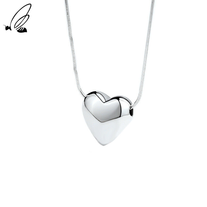 S'STEEL Sterling Silver 925 Heart Pendants And Necklaces For Women Personalized Snake Chain Necklace Accessories Fine Jewelry