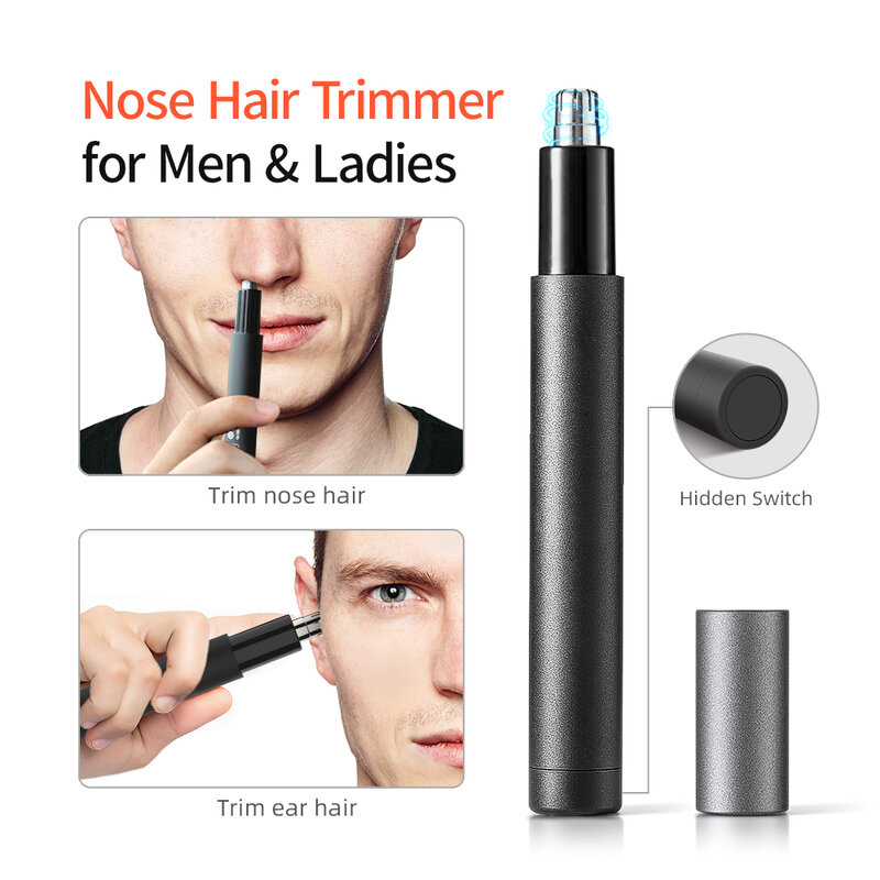 ZHIBAI Nose and Ear Trimmer Electric Nose Hair Trimmer for Nose Mini Portable IPX7 Waterproof Safe Removal Ear Cleaner