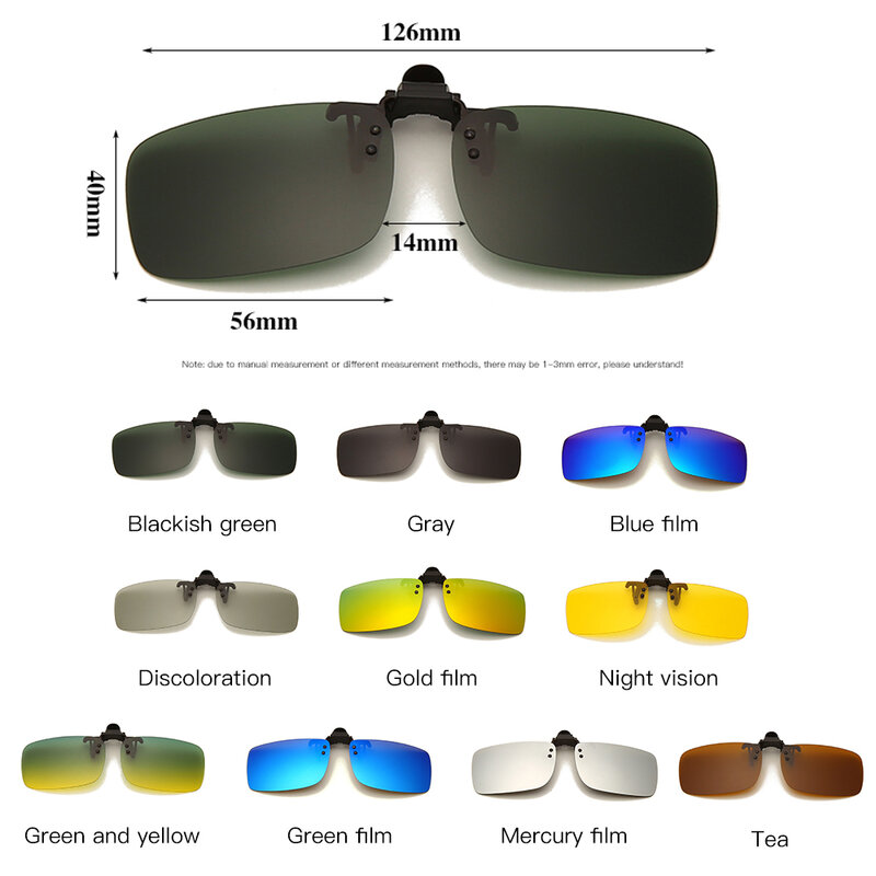 Clip on óculos polarizados óculos de sol homem condução lentes de visão noturna óculos anti-reflexo óculos de sol flip-up lente óculos de sol feminino