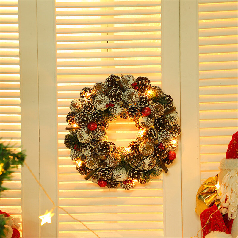 Рождественский венок, светодиодные светящиеся декоративные украшения, праздничные принадлежности для создания атмосферы, рождественские ...