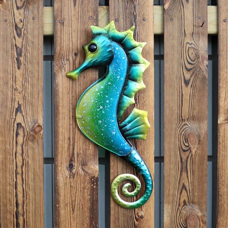 Садовые металлические морские коньки для украшения стен, наружные животные Jardin, миниатюрные статуи и скульптуры