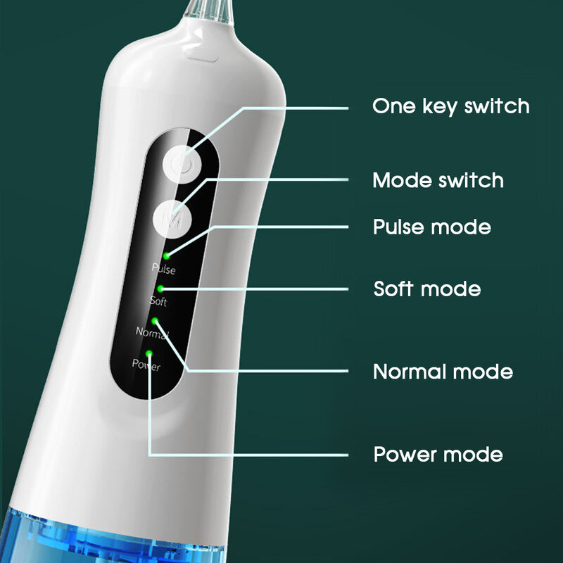 [Boi] 4 가지 모드 세척 가능 300ml 대용량 물 치실 교체 가능 노즐 휴대용 스마트 구강 세정제 깨끗한 미백