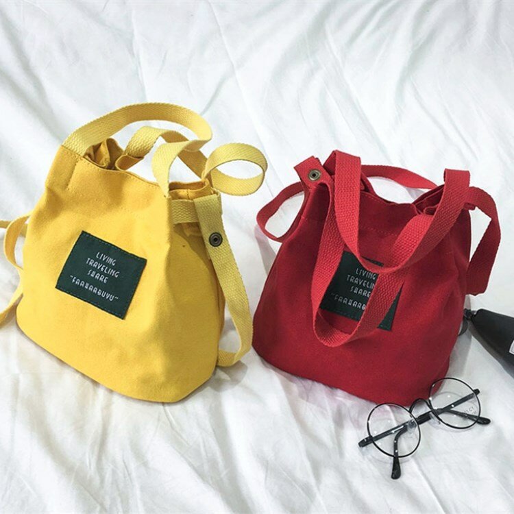 The New Korean Style Tide Simple College Style Letter Canvas Bag Messenger Shoulder Bag Portable Cotton  Fashion Pouch