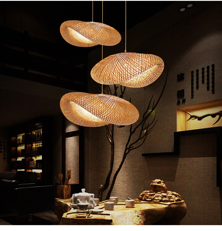 Ouyangchen-Lámpara de bambú de estilo RETRO y moderno, candelabro de estilo Euroasiático para restaurante, hotel, sala de estar, cocina