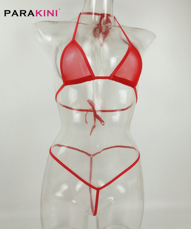 PARAKINI Frauen Extreme Micro Bikini Exotische Mini Bademode Transparent Mesh Zwei Stück Badeanzug Bademode Bathings Sonnenbad Dessous