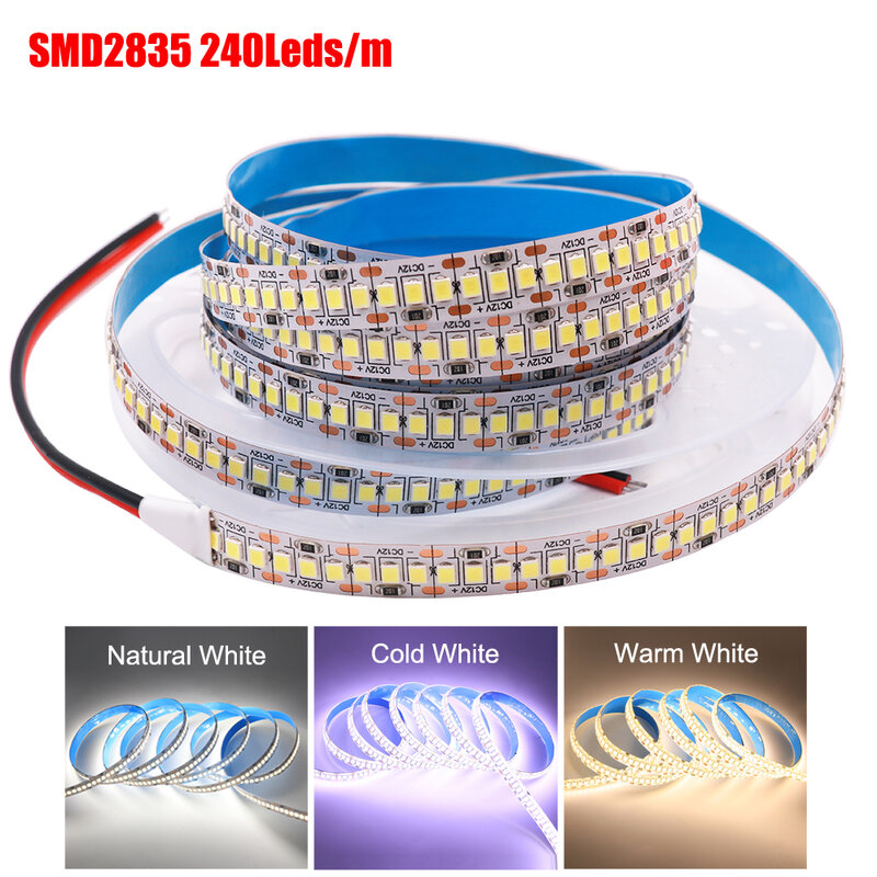 5M LED Strip Light 12V 5054 2835เทป LED ยืดหยุ่น120Leds/M 240Leds/M กันน้ำไดโอด Stripe สำหรับตกแต่งบ้าน