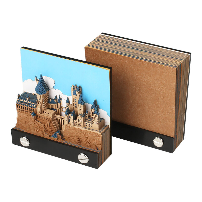 Omoshiroi Castle 3D Memo Pad Howarts Block Notepad 3D Sticky Notes Pearl Note Paper DIY Scrapbooking Novelty Gifts For Boyfriend