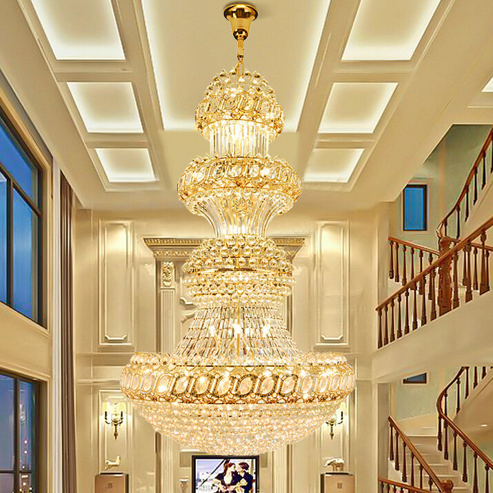 LED Americanโคมไฟระย้าคริสตัลโมเดิร์นคริสตัลยุโรปโคมไฟระย้าFixtureโรงแรมล็อบบี้ฮอลล์ภายในบ้านในร่ม