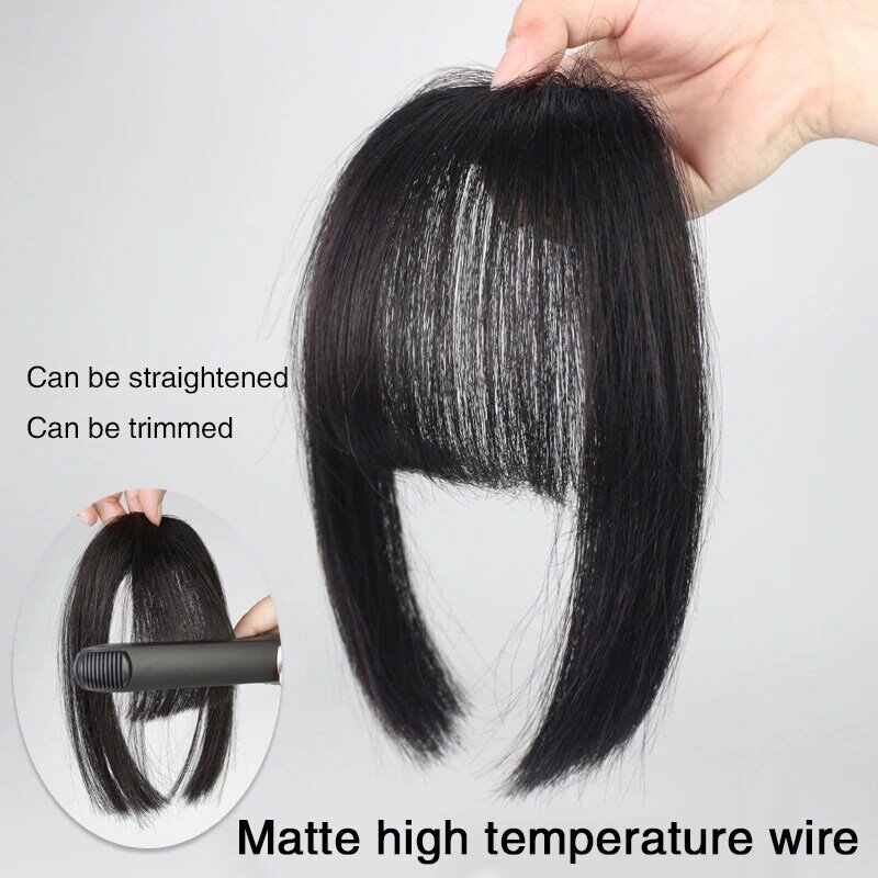 False Bangs Synthetic hair Bangs Hair ExtensionHigh Temperature fiber wigs Fake Fringe Natural hair clip on bangs Light Brown
