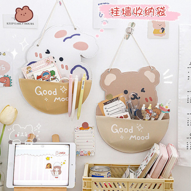 2022 Cute Student Hang on the Wall Behind Door Storage Bag Bedroom Renting Dormitory Hanging Bedside Wall-mounted Sundries